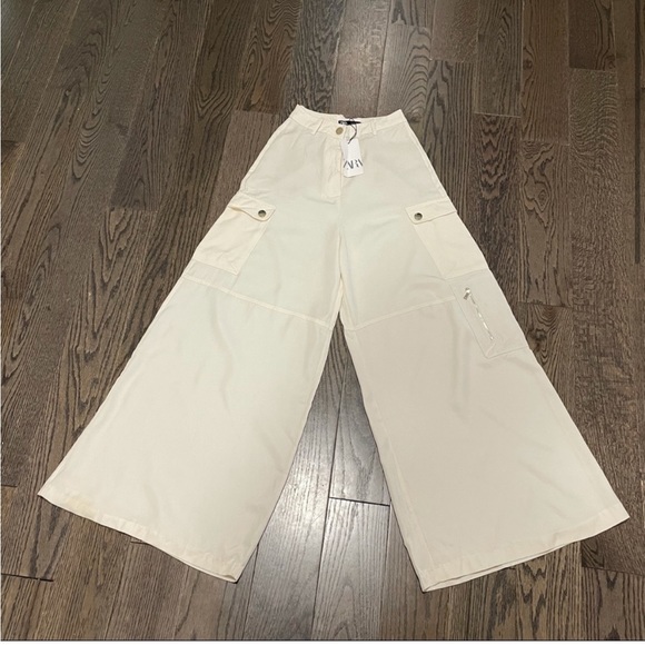 Zara High Waist Wide Leg Cargo Pants - Picture 9 of 13